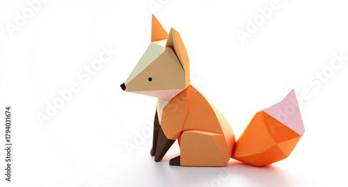 Vector illustration of a cute cartoon fox origami paper plane, bird, and dragon design with funny animals