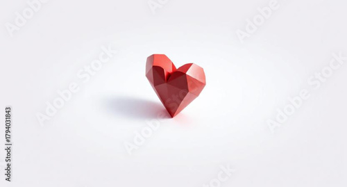 Red heart shape on white background, a symbol of love, romance, and Valentine's Day celebration