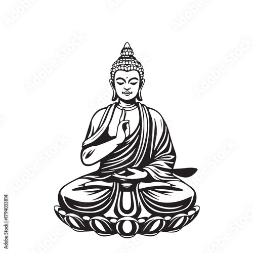 Buddha meditating in lotus position a symbol of peace and enlightenment logo vector.