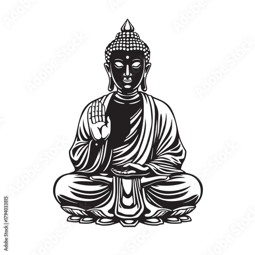 Buddha meditating in lotus position a symbol of peace and enlightenment logo vector.