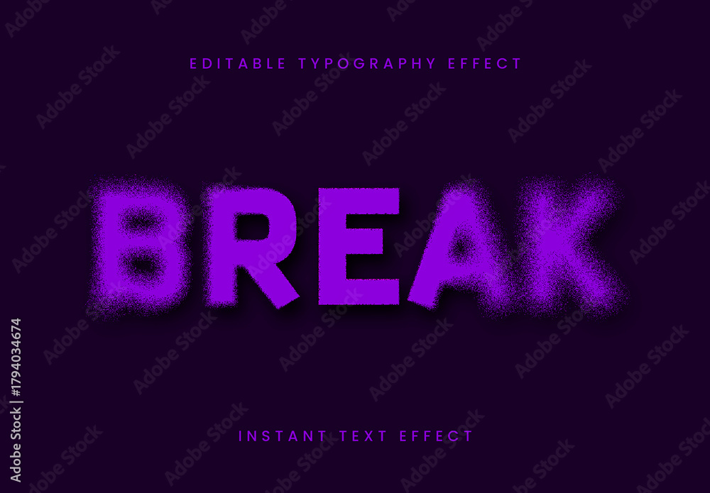 Purple Dissolving Text Effect Distorted Spray Font Stock Template ...