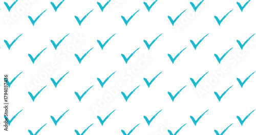 チェックマークのパターン背景。シンプル・ミニマル。手描きのチェックマークパターン背景。