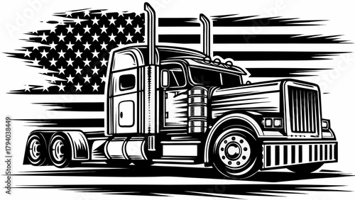 Patriotic American semi truck conveying power and freedom on the open road
