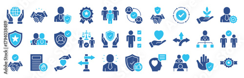 Trust Management color icon set collection. friend, trusted, truth, Featuring responsibility, reliable, unity, trust, consistency, loyalty, belief and more. Illustration eps 10