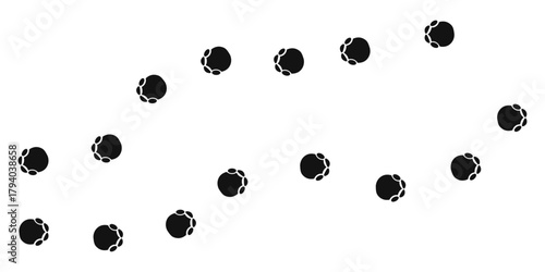 Set of minimalist paw print icons with transparent background, depicting animal footprints, pet tracks, path symbols, and wildlife signs, vector illustration 