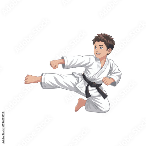 karate boy in white kimono