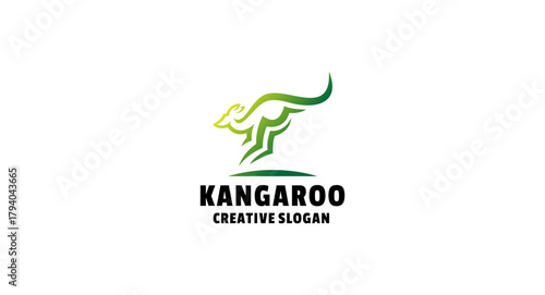 Gradient Jumping kangaroo vector logo stock illustration