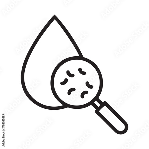 bacteria in water drop outline icon