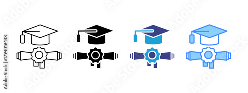 Mortarboard icon set multiple style collection