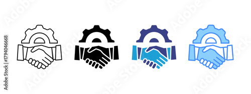 Handshake icon set multiple style collection