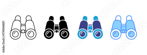 Binoculars  icon set multiple style collection