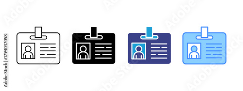 Id Card icon set multiple style collection