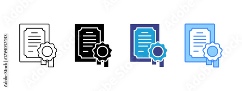 Certificate  icon set multiple style collection