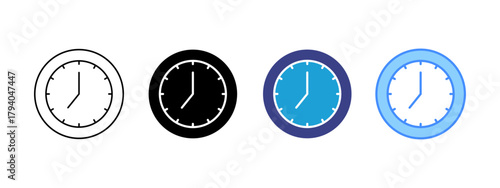 Clock icon set multiple style collection