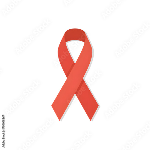 Vibrant red awareness ribbon illustration, a universal symbol of support and solidarity for various health causes and charitable campaigns, ideal for design projects