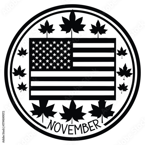 A black silhouette of a patriotic November