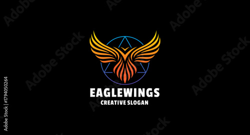 Modern Gradient Wings Logo Symbol Illustration Design Template