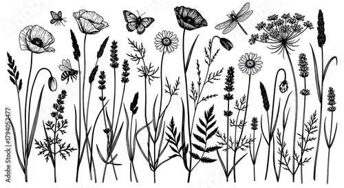 black and white flowers