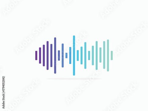 Digital audio equalizer bars vector icon. Modern sound wave graphic with vibrant gradient colors for music, recording, or voice recognition apps
