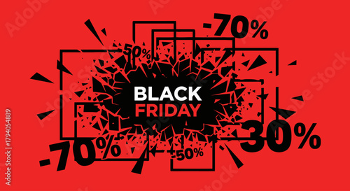 Shattered Frame Black Friday Discount Vector Background