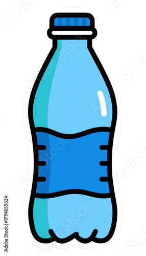 Blue Plastic Bottle with Water Inside
