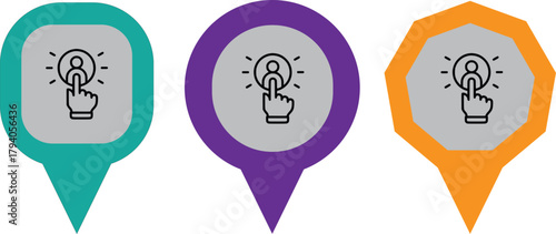 Colorful infographic elements with lightbulb and cursor icons for ideas and selection