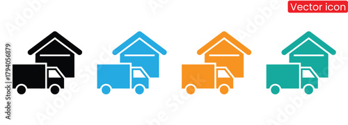 Colorful moving truck delivering goods to new home quickly,Fast shipping delivery truck icon set. Delivery truck icon. fast delivery icon