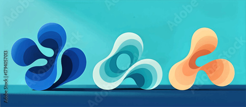 Colorful abstract knots, minimal modern shapes, isolated