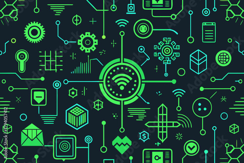Abstract Technology Network With Wifi And Data Flow connection digital