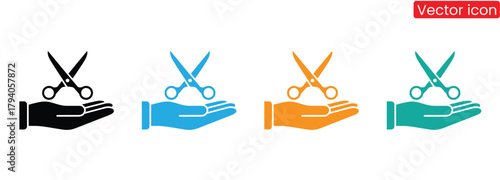Give your style a cut above with vibrant scissor icons,Scissors icon set. Simple silhouette of open scissors. Scissors logo icon. Stock vector illustration isolated on a white background.