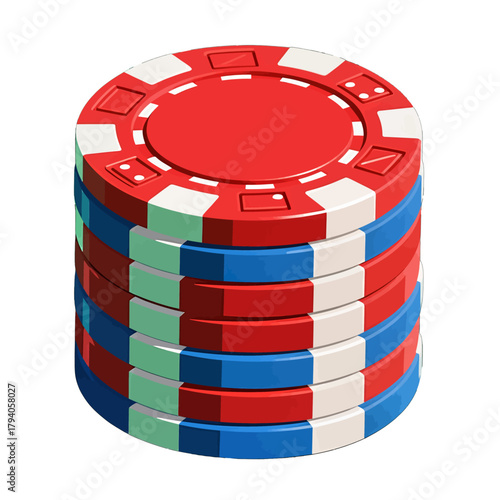 Colorful Stack of Poker Chips