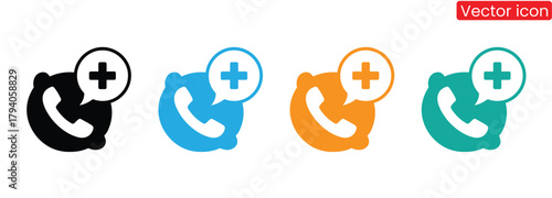 Get medical help with a simple phone call using health service,Online Consultation Icon,health call icon. Medical phone calls icons. emergency call sign. health communication concept
