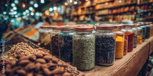 Fototapeta Naklejka Na Ścianę i Meble -  Vibrant Spice Market - A Colorful Array of Flavors and Aromas.