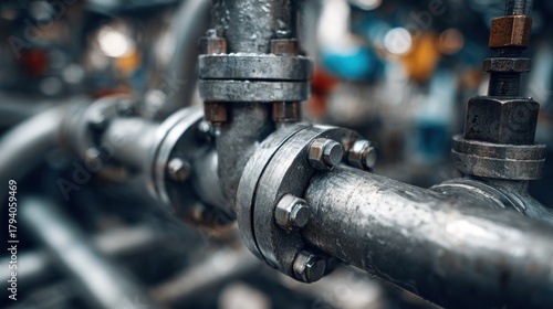 Closeup industrial piping connection