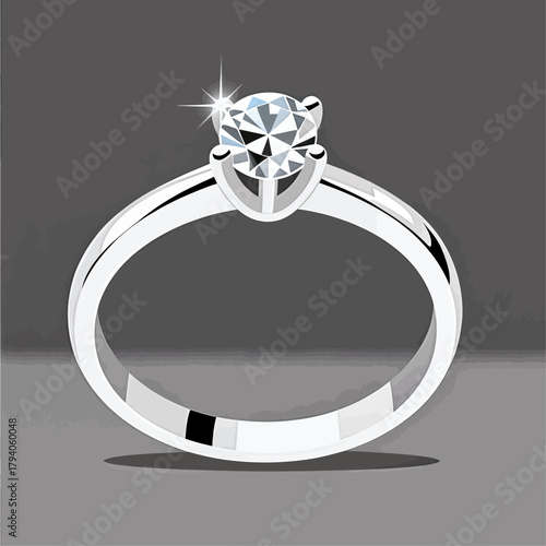 Diamond engagement ring, minimalist design, isolated