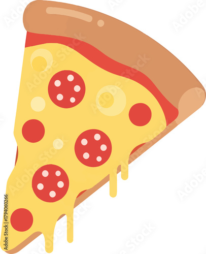 Delicious Pepperoni Pizza Slice Dripping with Melted Cheese Ready to Eat