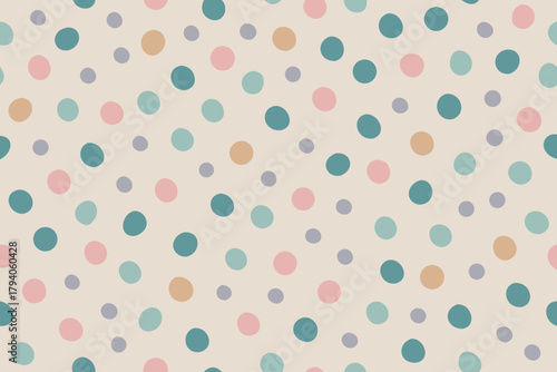 Pastel Polka Dot Pattern on Light Beige Background dots circles