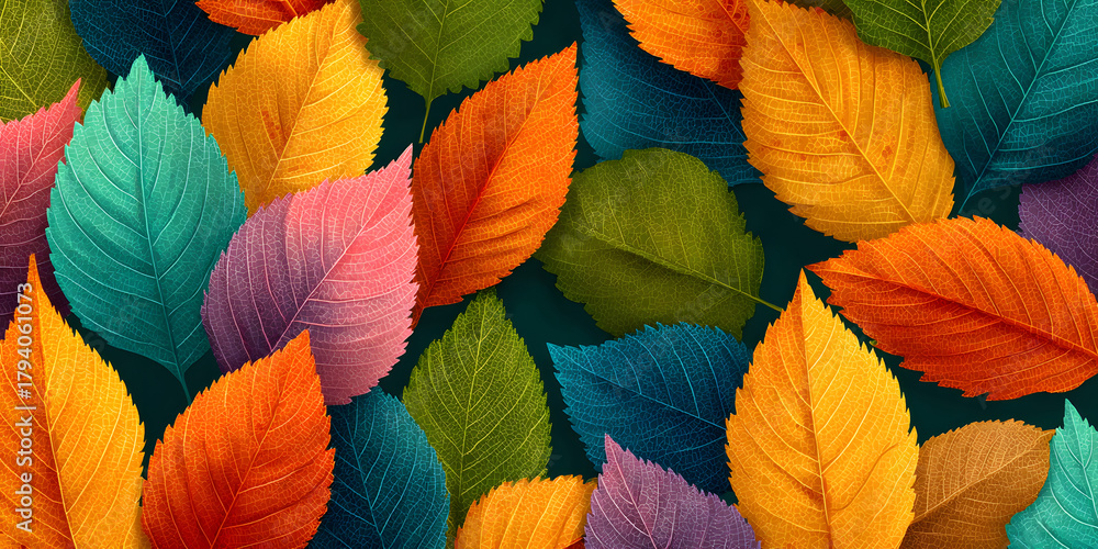 Leaf fall seamless background. Autumn pattern. Vector illustration