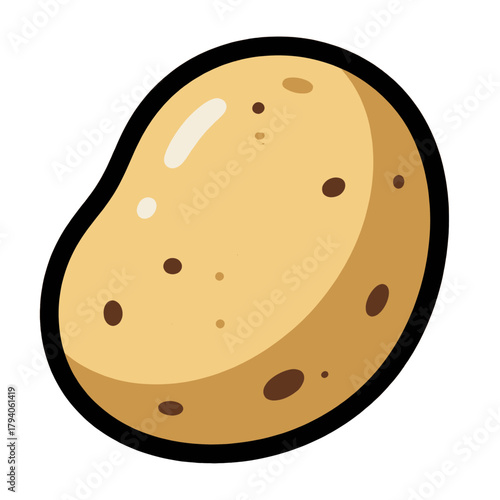 Golden Potato with Dark Spots and Light Highlights