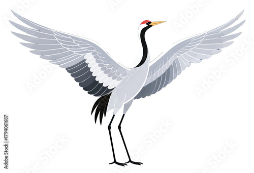 Graceful Crane With Wings Spread in Flight