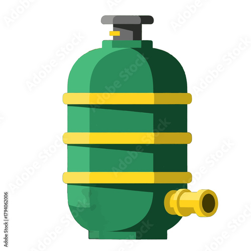 Green Diving Tank with Yellow Straps and Valve