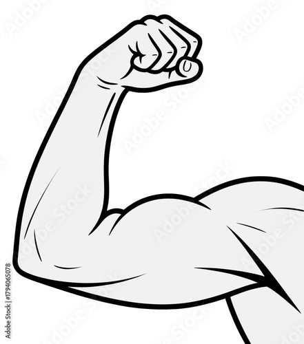 Muscular arm flexing in a strong pose