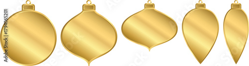 Set of Vector Shiny Golden Christmas Ornament Signage Mockup Illustration. 