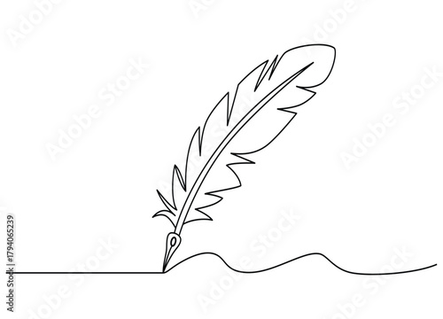 Elegant Feather Quill Pen Line Art for Writing and Creative Design Projects Perfect for Authors and Calligraphers