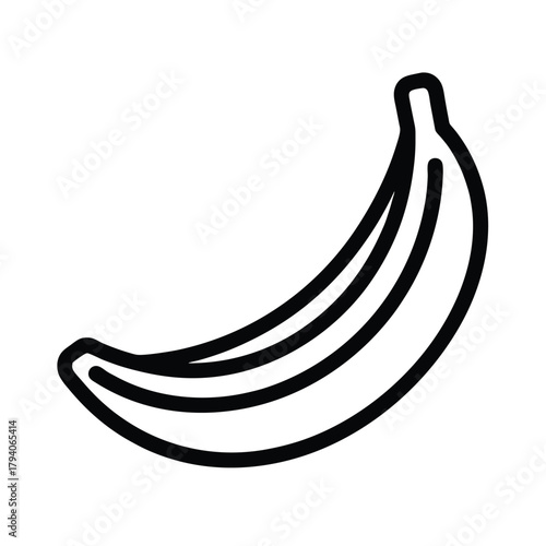 Banana Outlined In Bold Vector Illustration