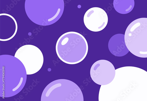 Purple bubbles pattern, minimal vector, floating circles