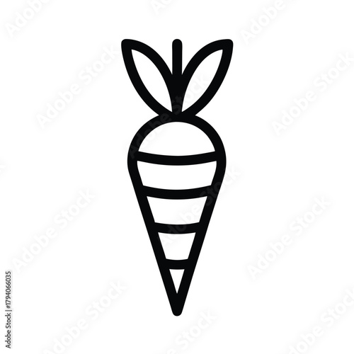 Carrot Outlined In Bold Vector Illustration