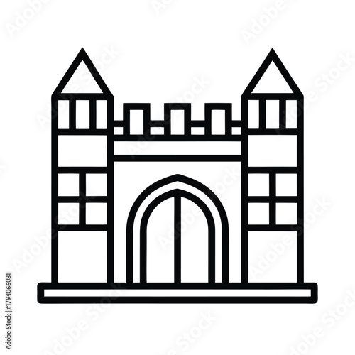 Castle Gate Outline Vector Illustration
