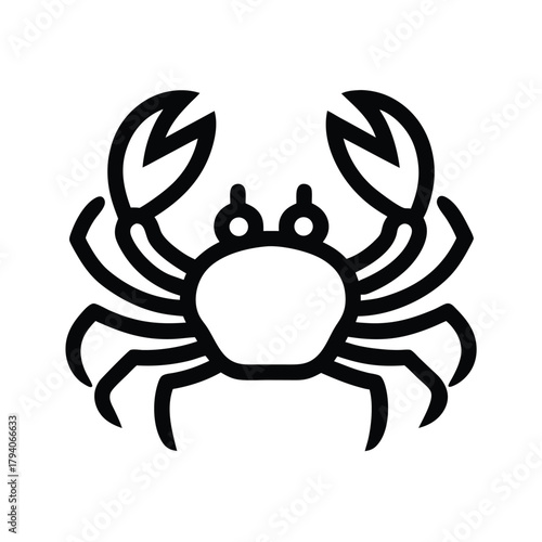 Crab Outlined In Bold Vector Illustration