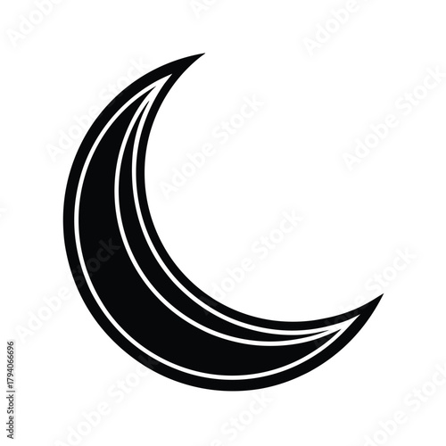Crescent Moon Outline Vector Illustration